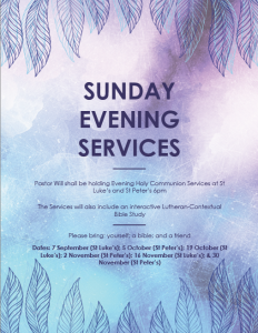 Flyer for Sunday evening services